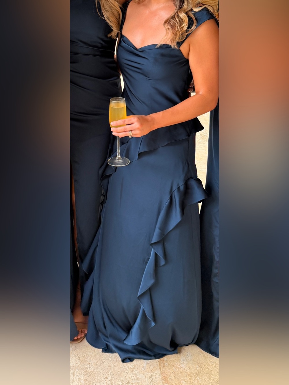 Azazie Navy Ruffle-Strap Maxi Dress - Picture 4 of 4